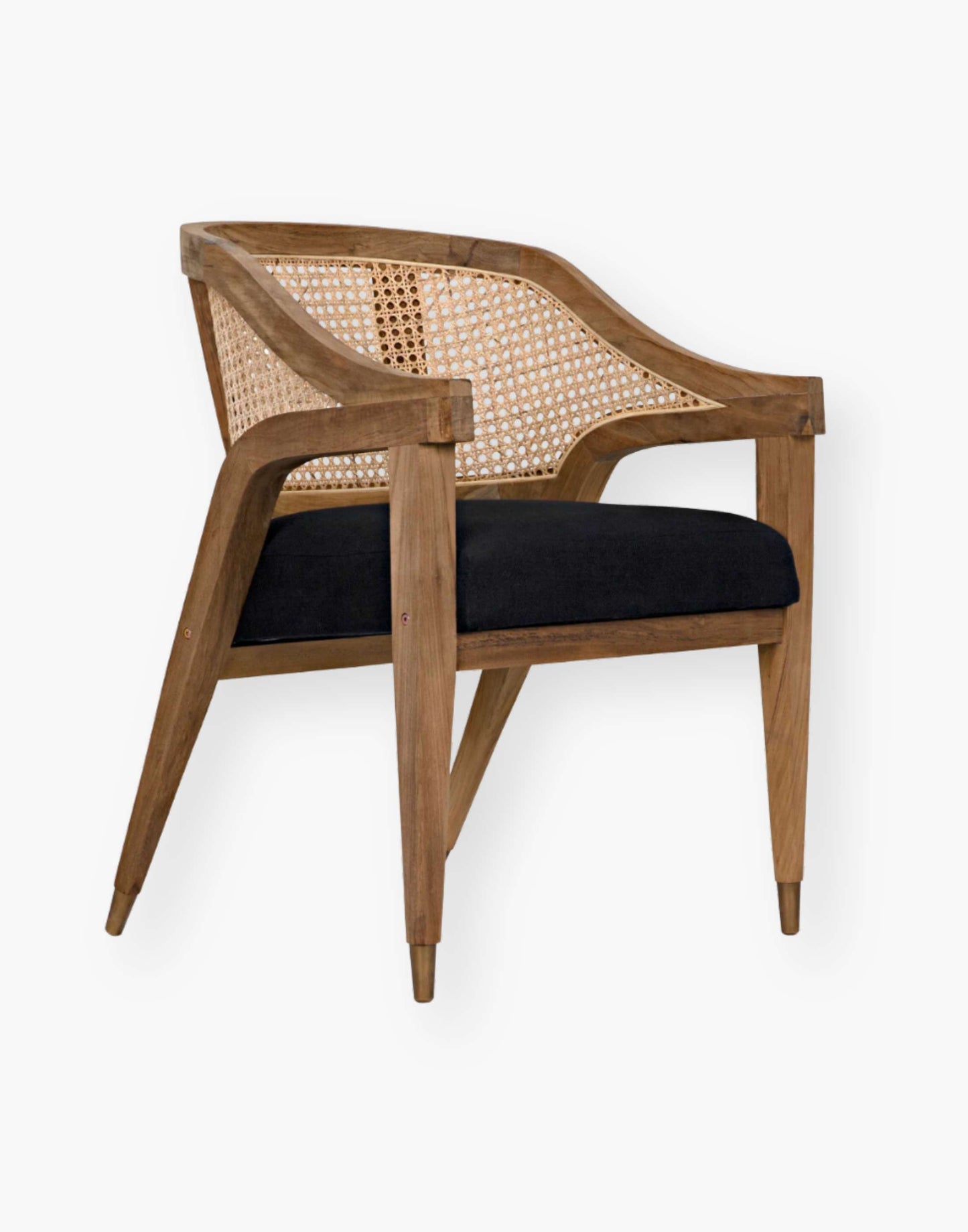 Teak Chair with Caning and Black Cotton