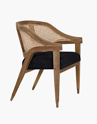 Teak Chair with Caning and Black Cotton