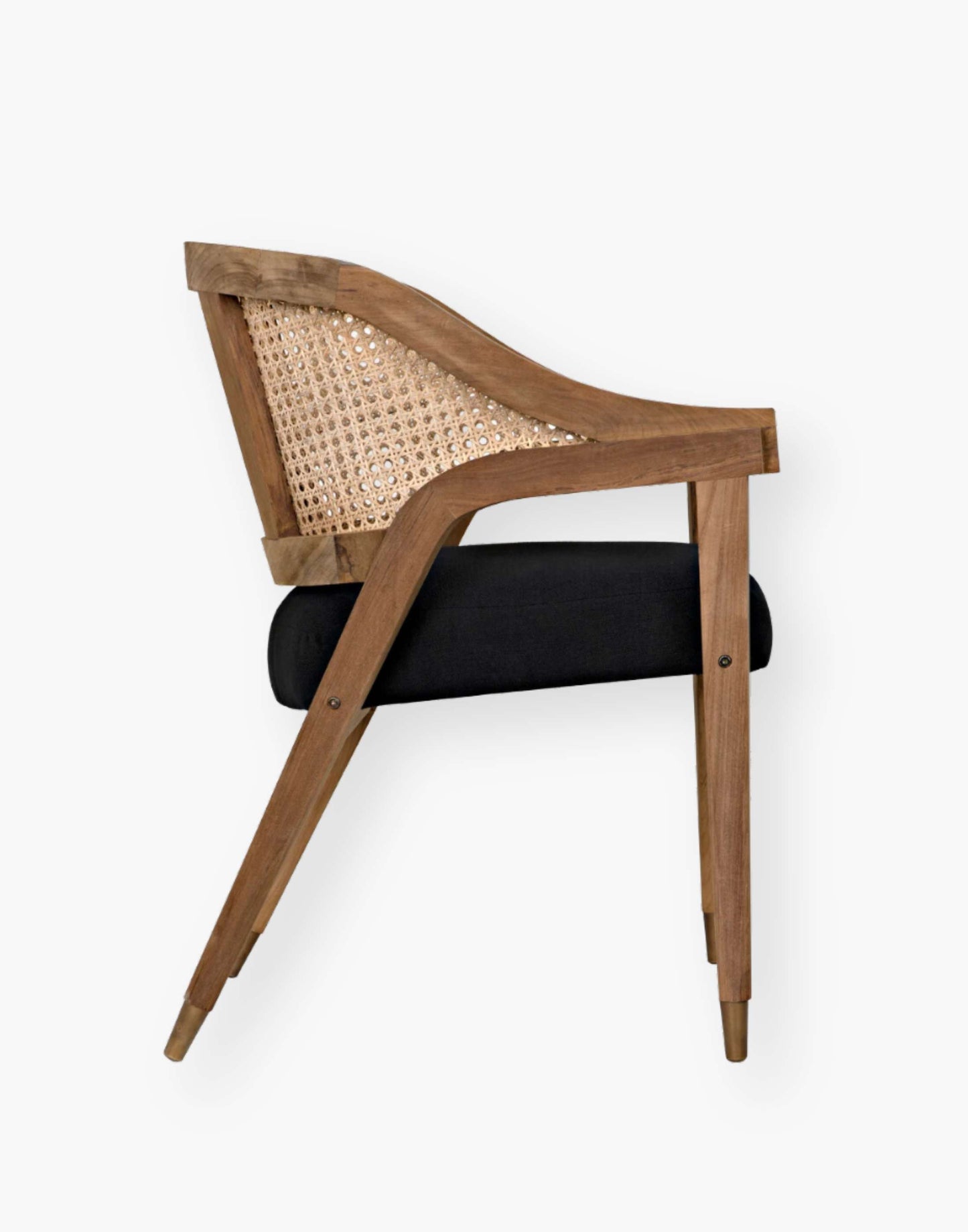 Teak Chair with Caning and Black Cotton