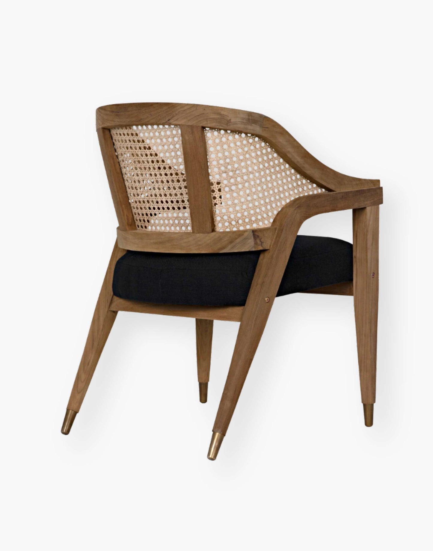 Teak Chair with Caning and Black Cotton