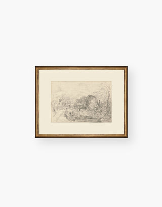 Countryside Drawing Gold Framed