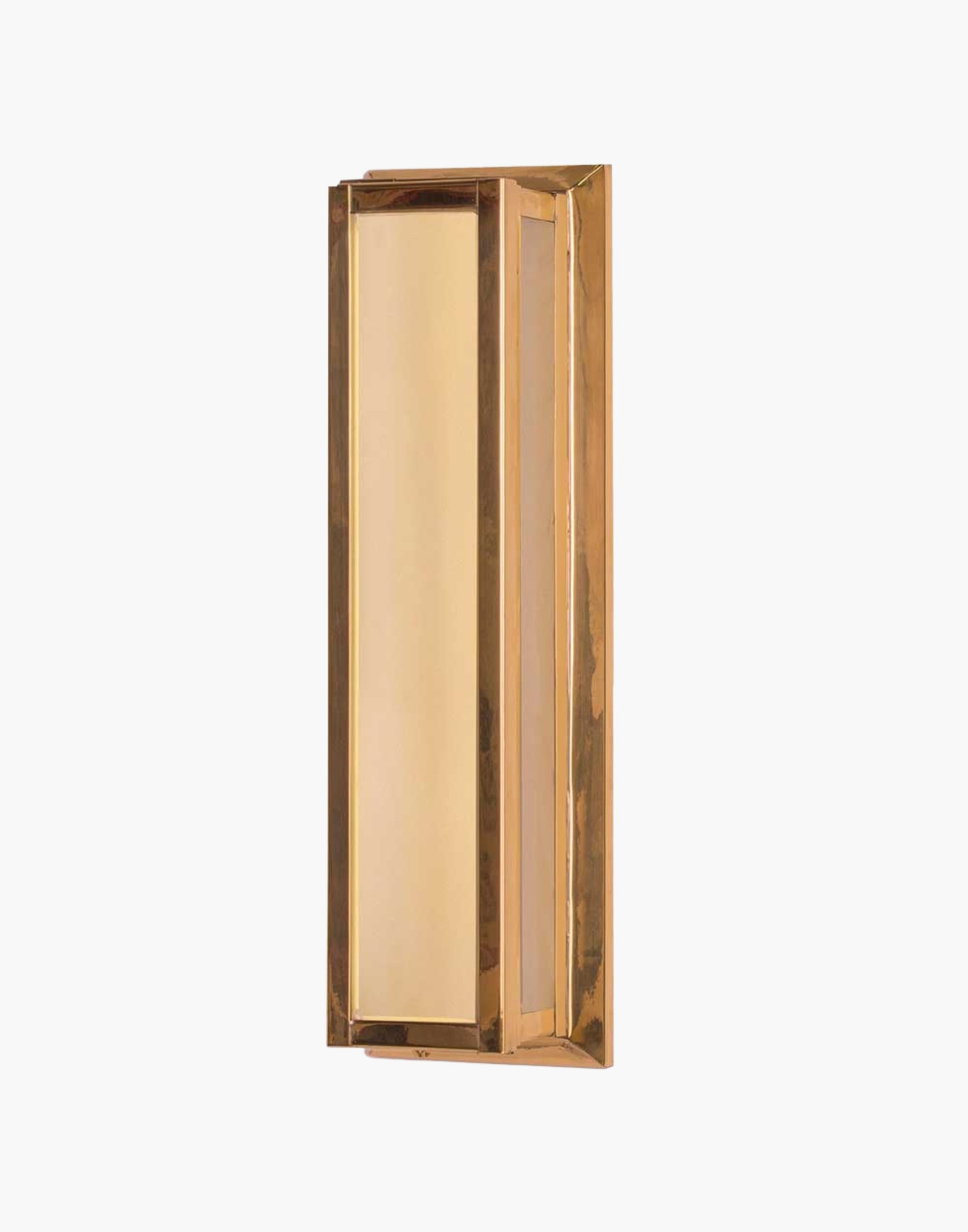 Art Deco solid brass bulkhead light with frosted glass. Suitable for wall/ceiling mounting. IP44 rated.