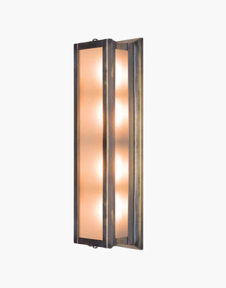Art Deco solid brass bulkhead light with frosted glass. Suitable for wall/ceiling mounting. IP44 rated.