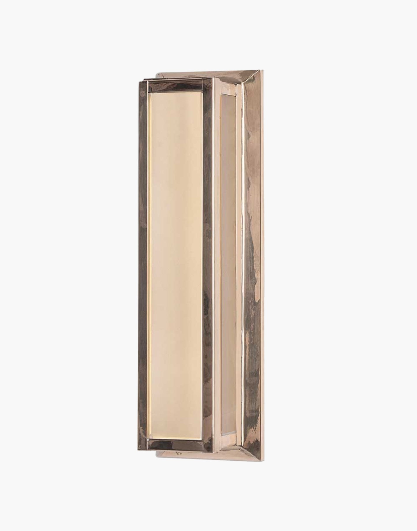 Art Deco solid brass bulkhead light with frosted glass. Suitable for wall/ceiling mounting. IP44 rated.