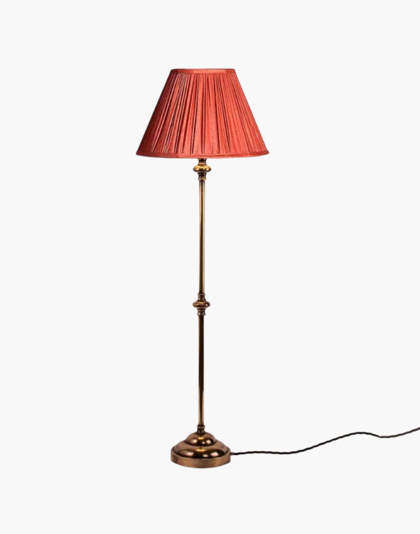 Solid brass table lamp with narrow profile, classic period console lamp available with or without shade.