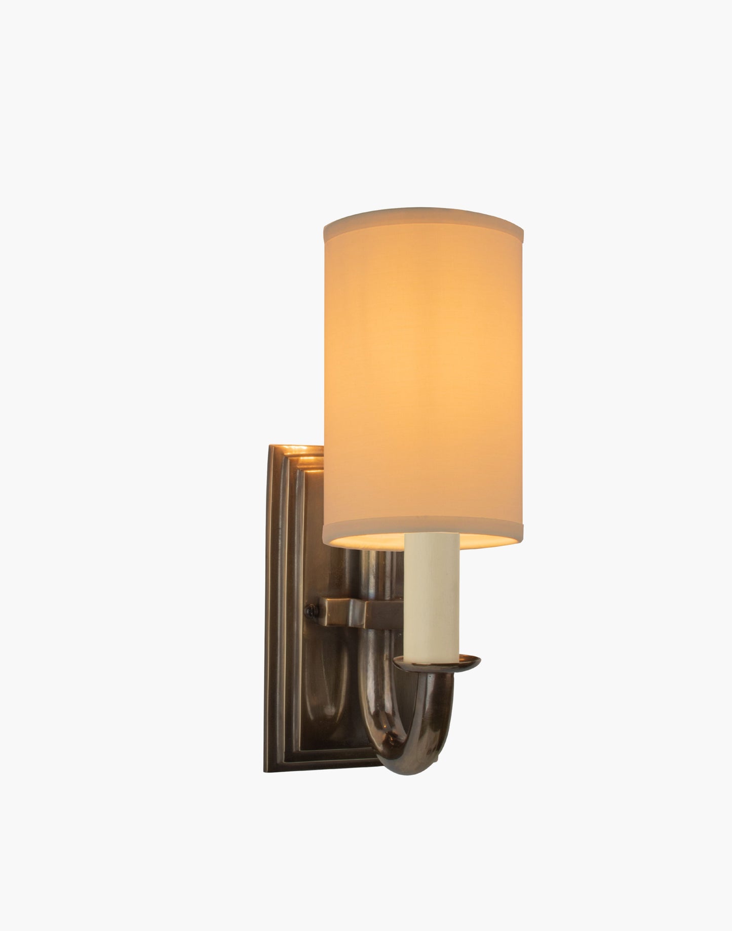 Wall light in cast brass with optional spun brass shade CB55, elegant period wall sconce for small spaces.