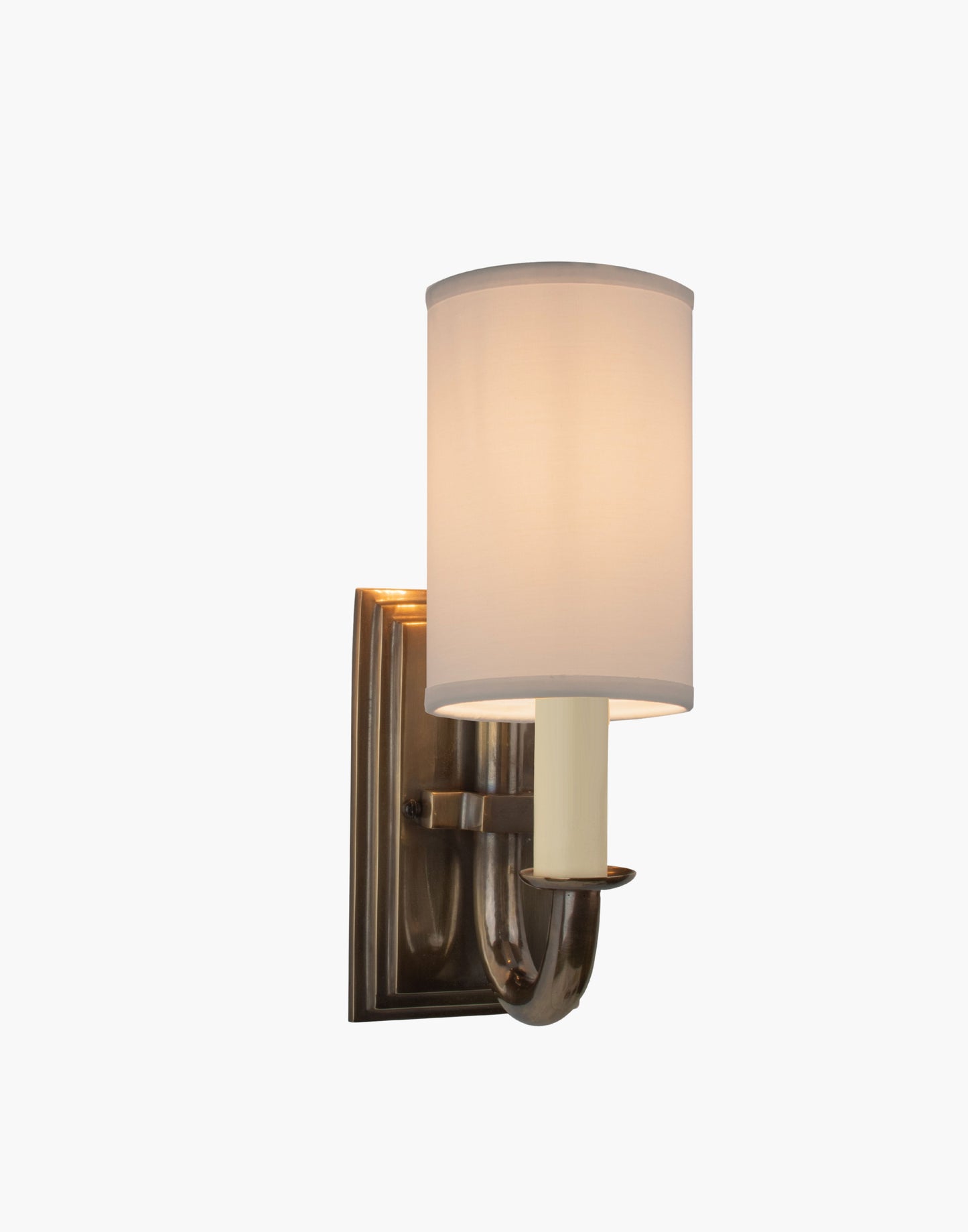 Wall light in cast brass with optional spun brass shade CB55, elegant period wall sconce for small spaces.