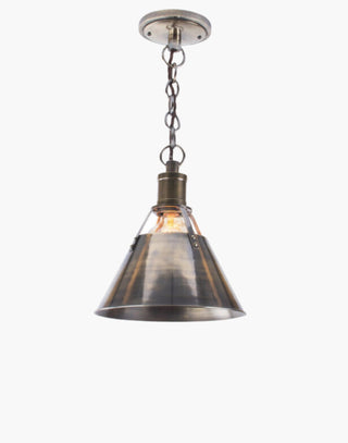 Annapolis Collection solid brass light blending nautical and industrial styles. Exposes bulb filaments for a warm ambient glow and focused downlight, perfect for over countertops or tables. Available in five finishes.