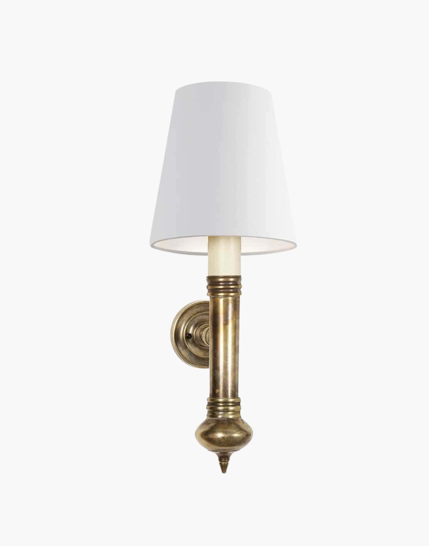 Single Wall Sconce in cast brass, small period-style wall light suitable for mirrors or artwork.