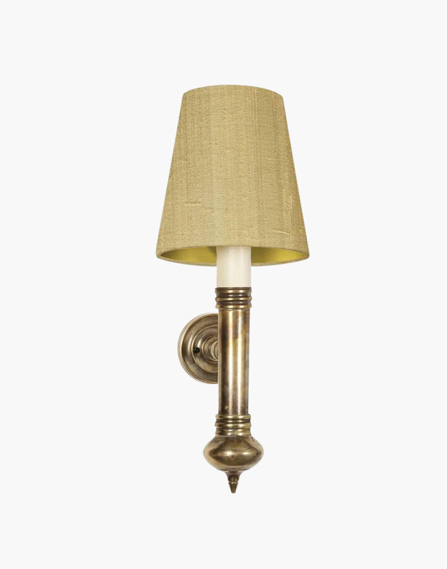 Single Wall Sconce in cast brass, small period-style wall light suitable for mirrors or artwork.