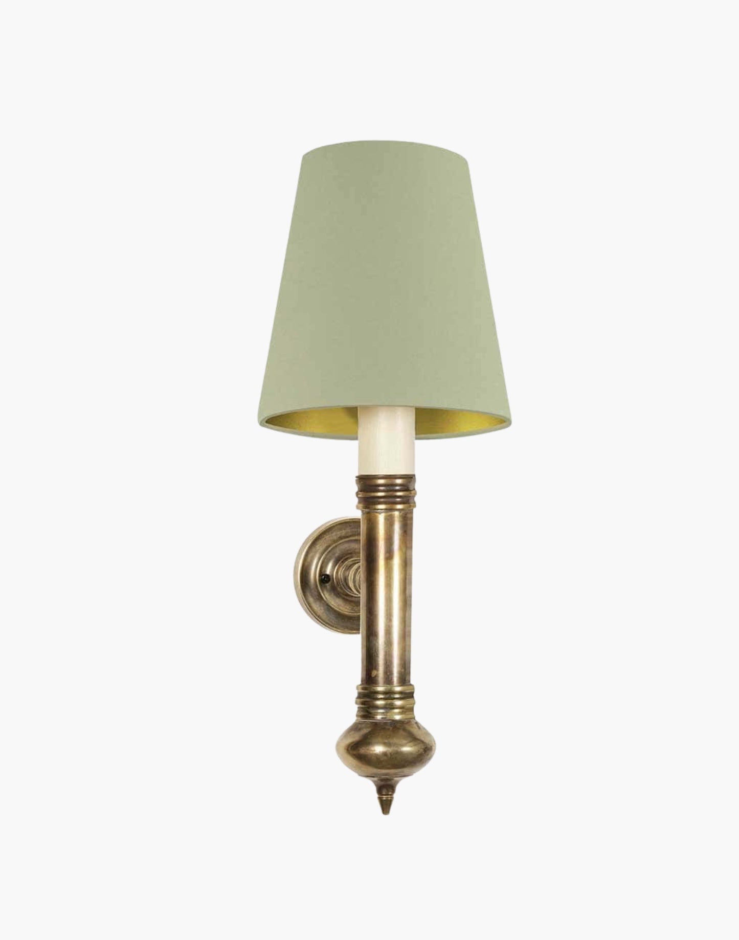 Single Wall Sconce in cast brass, small period-style wall light suitable for mirrors or artwork.