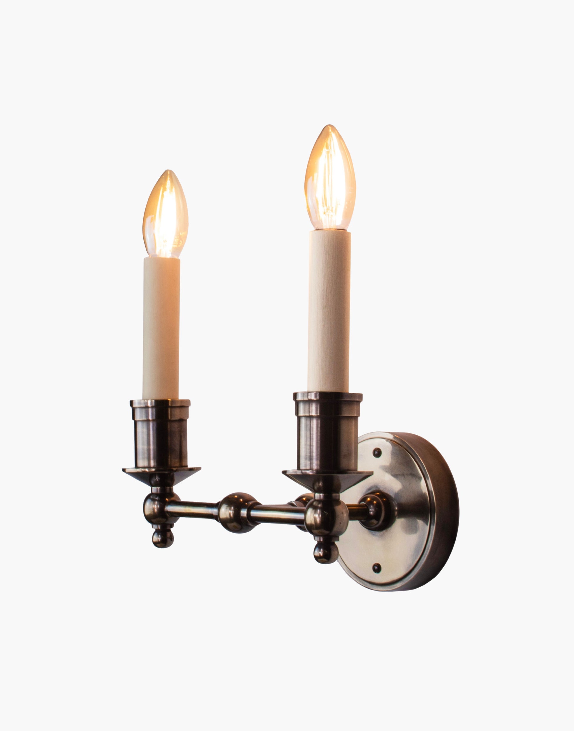 Wall Sconce Twin solid brass wall sconce with optional D6 or D6G shades
