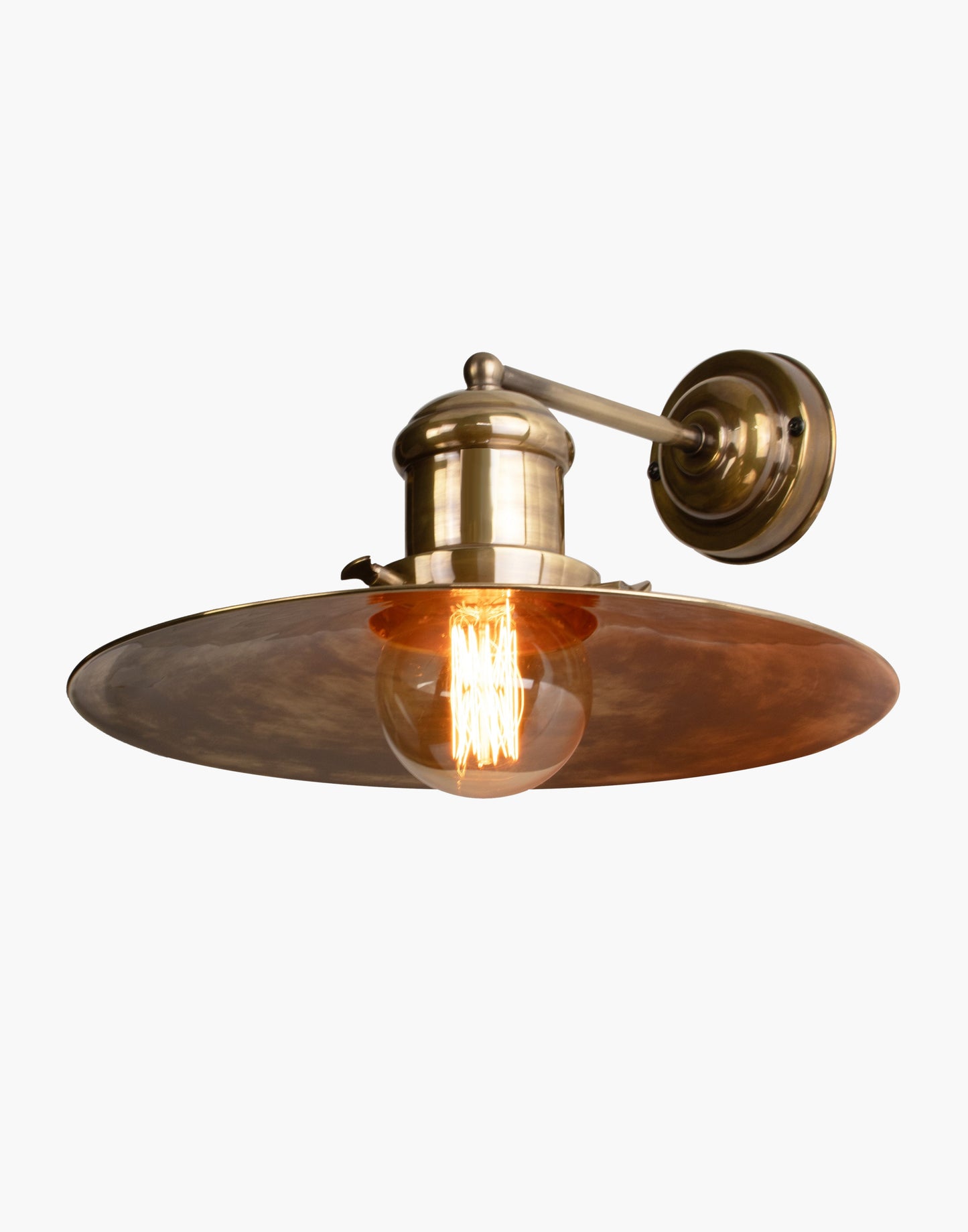Wall light in solid brass with Ferrowatt squirrel cage bulb, vintage-inspired wall sconce for feature lighting.