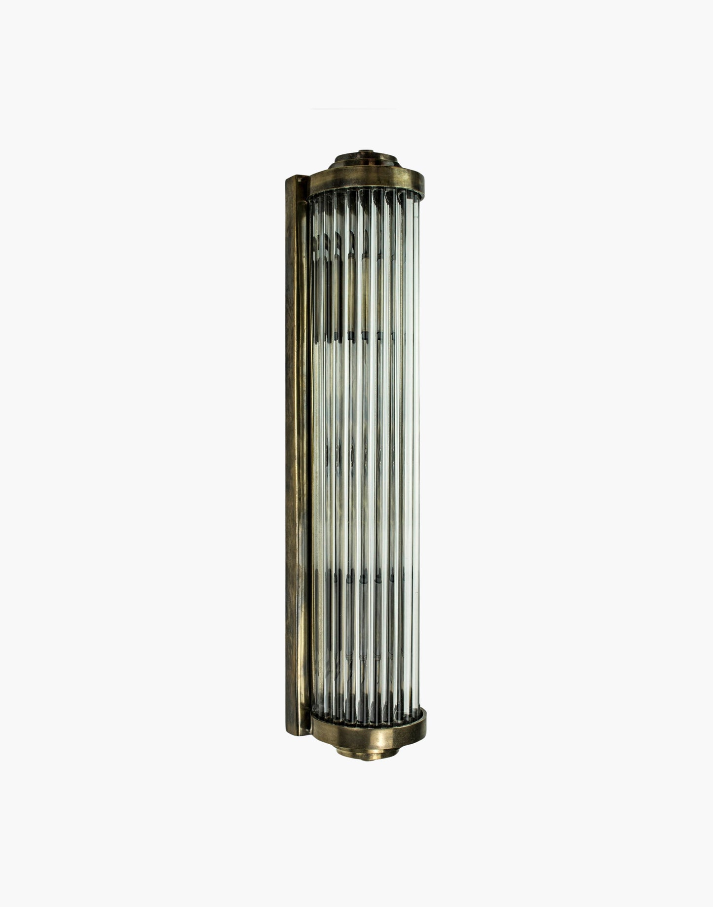 Art Deco Wall Light in cast brass with leaded glass rods, damp-rated feature wall sconce for elegant interiors.