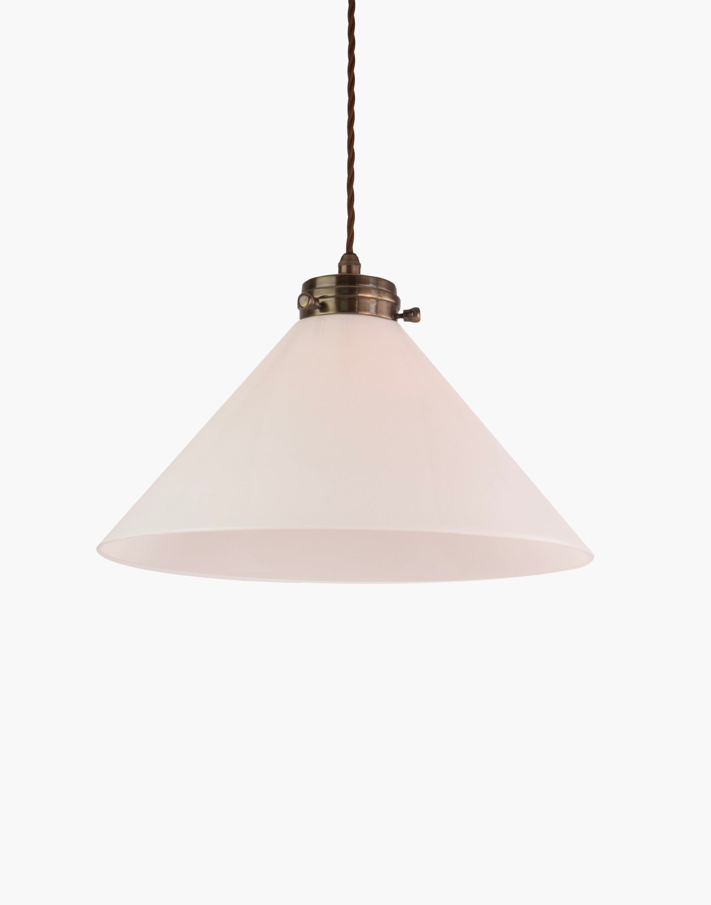 Brass pendant light with adjustable height and silk flex, classic transitional design for interior spaces