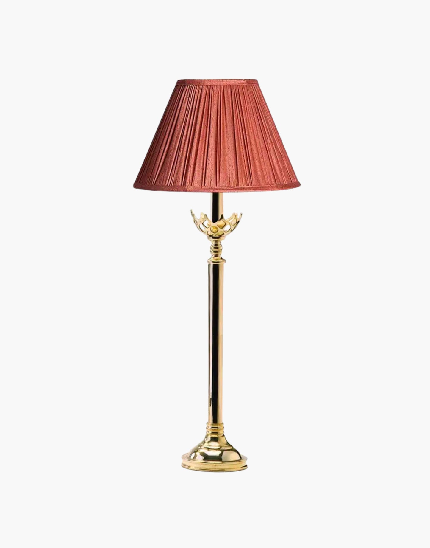 Table lamp in cast brass inspired by original church design from Cork, Ireland, available with soft shade.