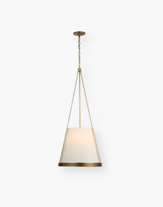 Soft Brass Pendant Light with a Linen Shade