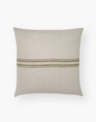 Oatmeal Linen Pillow with Green Stripes