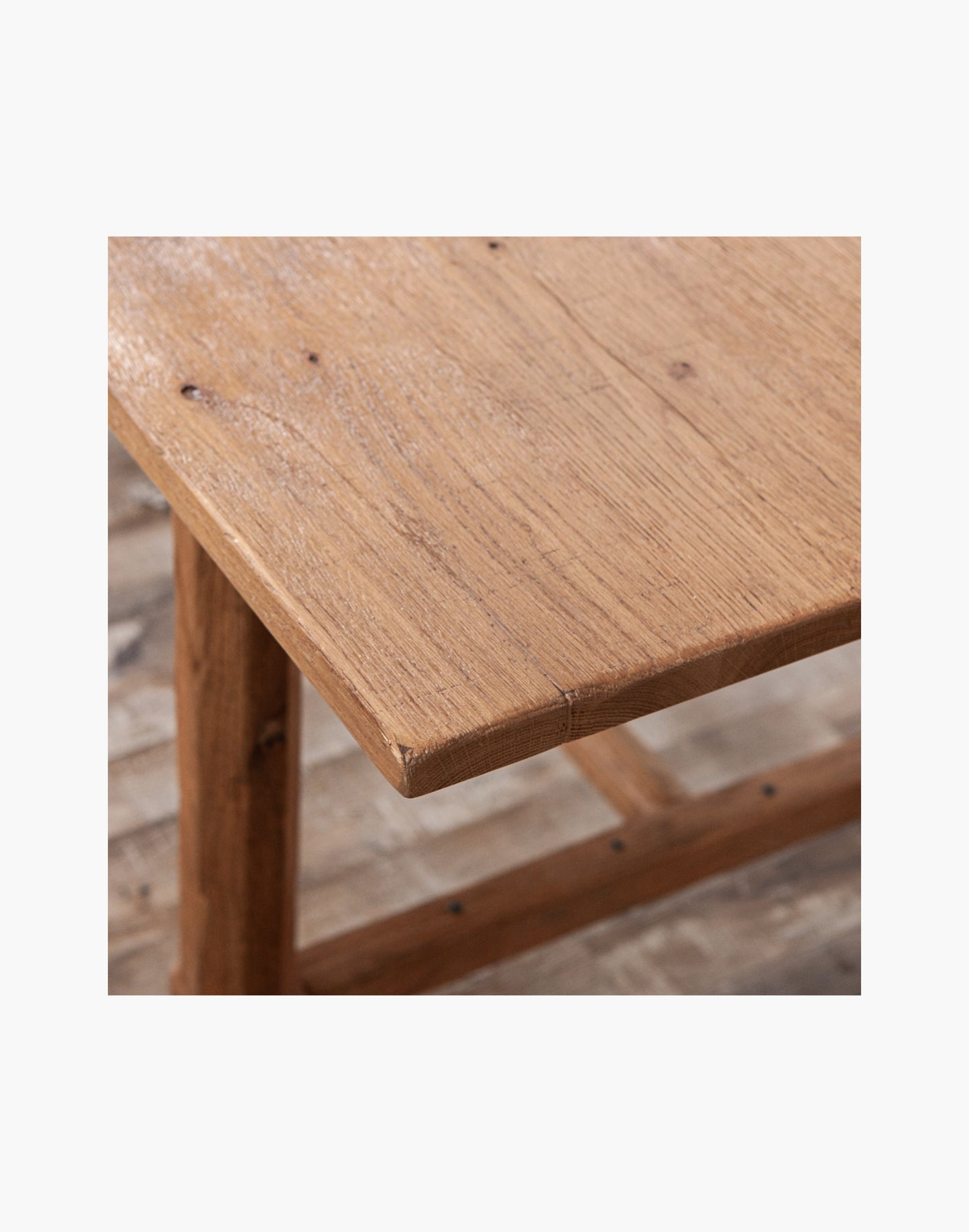 American farmhouse dining table with expandable oak top and hidden leaf storage