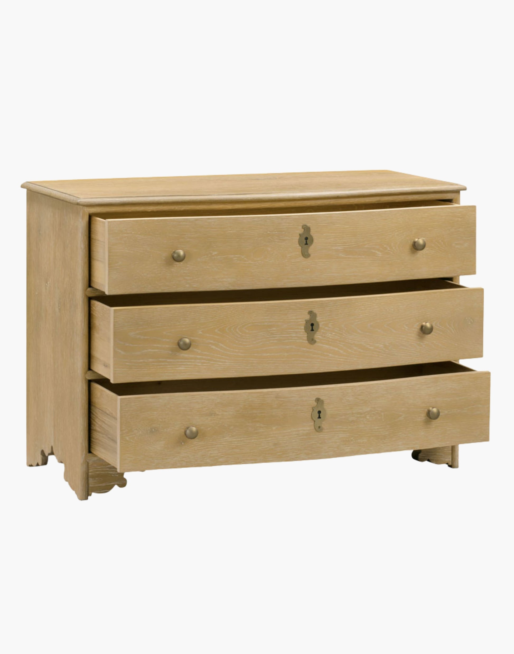 Designed with a typical Vintage 19th Century Canadian Oak Storage Chest with Serpentine Drawers and Brass Knobs.