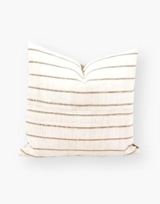 20x20 Decorative Cream Pillow with Tan Stripes