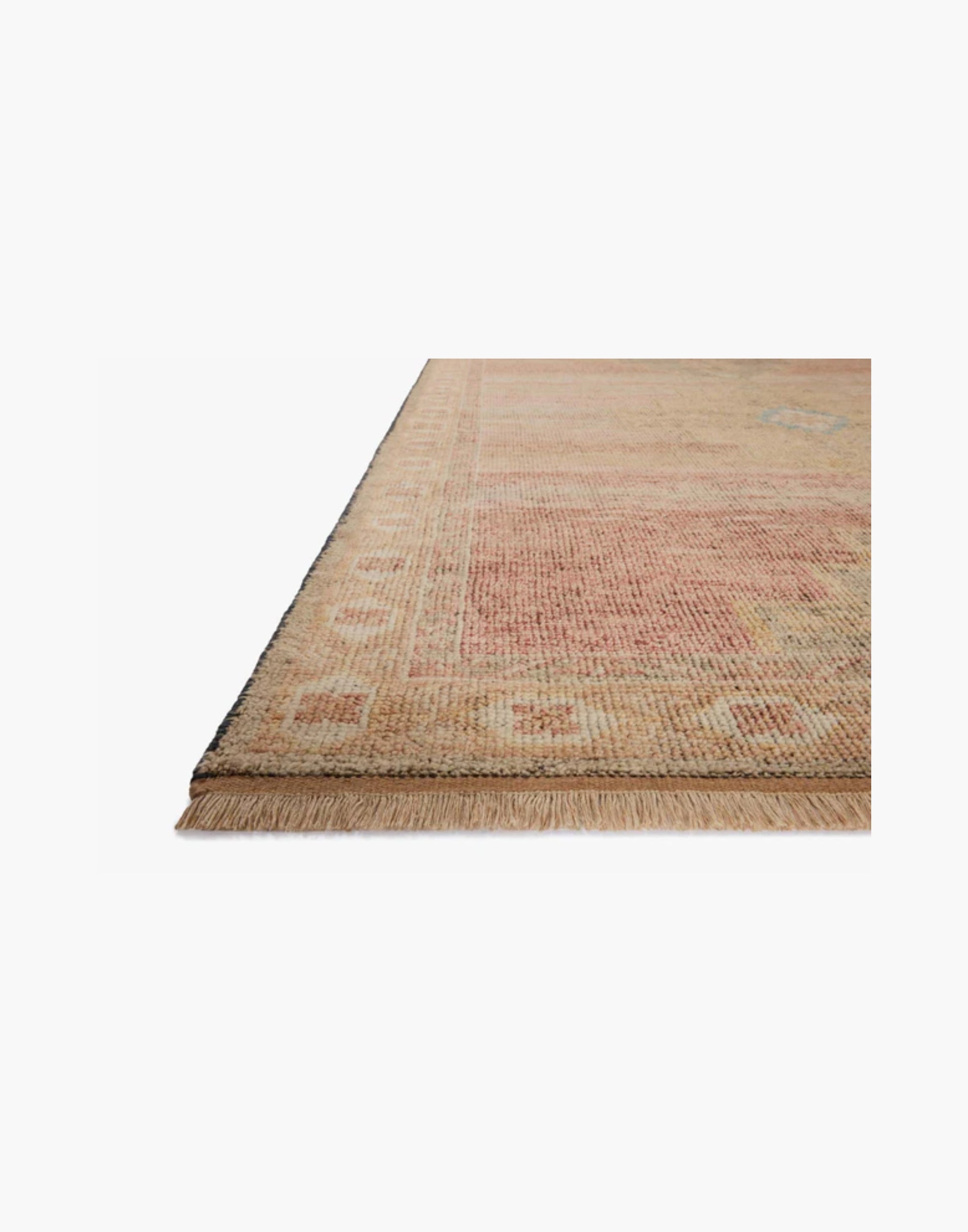 Hand-knotted sunrise and multi-tone area rug with warm earthy colors