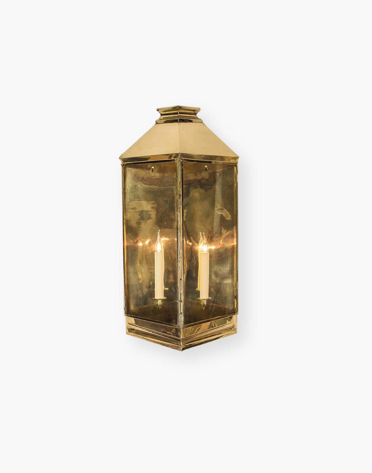 Large Greenwich Wall Lantern in Solid Brass - French Country Elegance - Standard IP23, Upgradeable to IP44 - Ideal for Narrow Outdoor Spaces