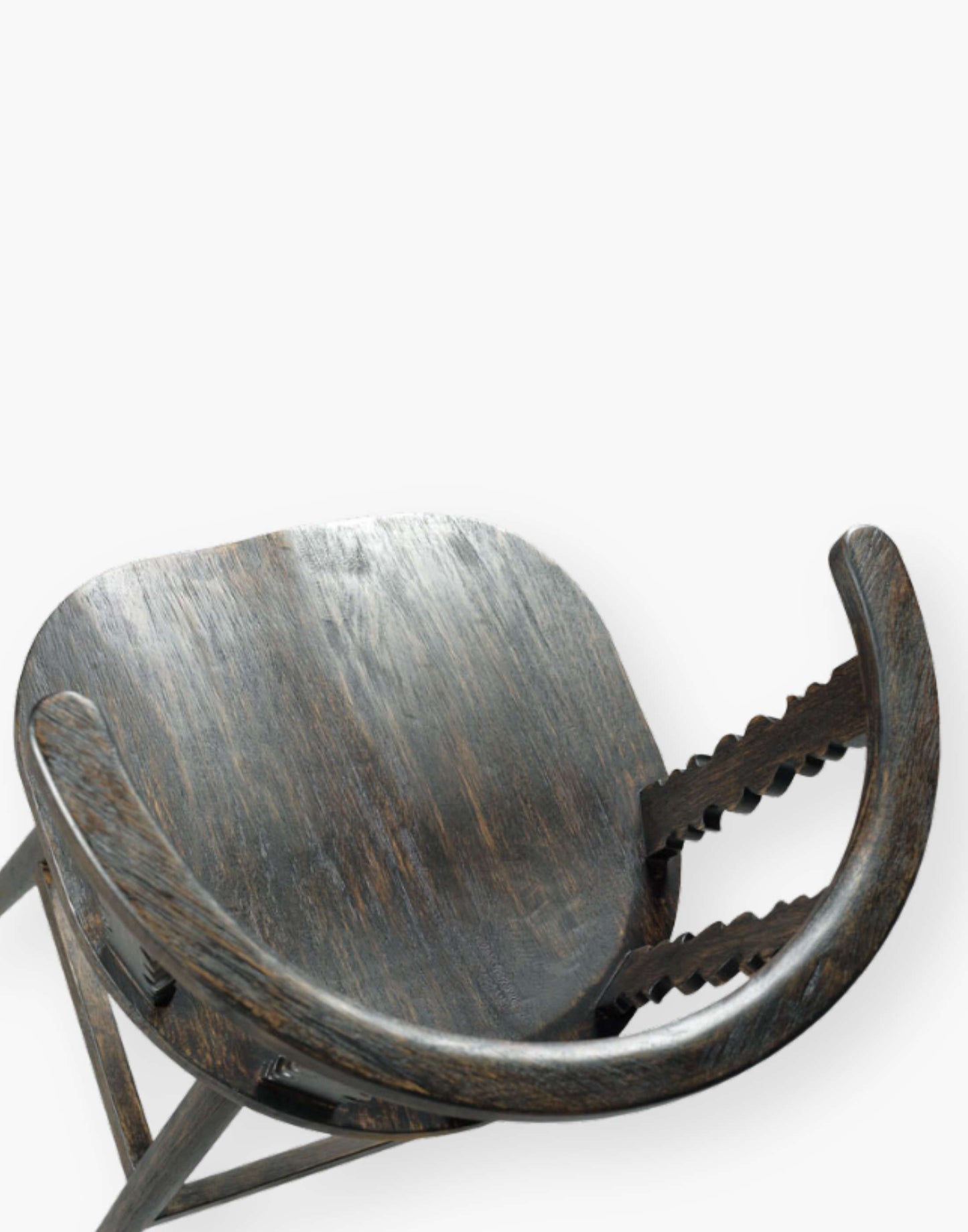 Counter stool with spindle detailing, inspired by 18th-century classics, made from hardwood solids in a warm black finish.