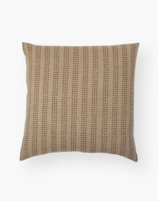 18x18 Rust-colored pillow with geometric dotted stripes on 100% linen