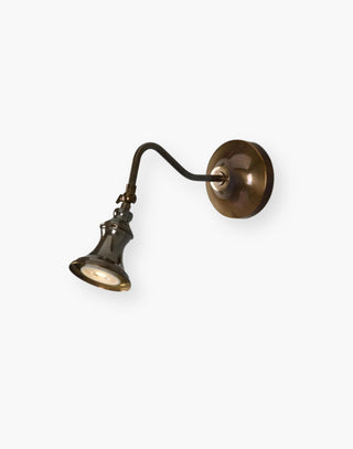 Vintage Adjustable Wall Spotlight in Antique Brass. Illuminate Your Space with Traditional Charm.