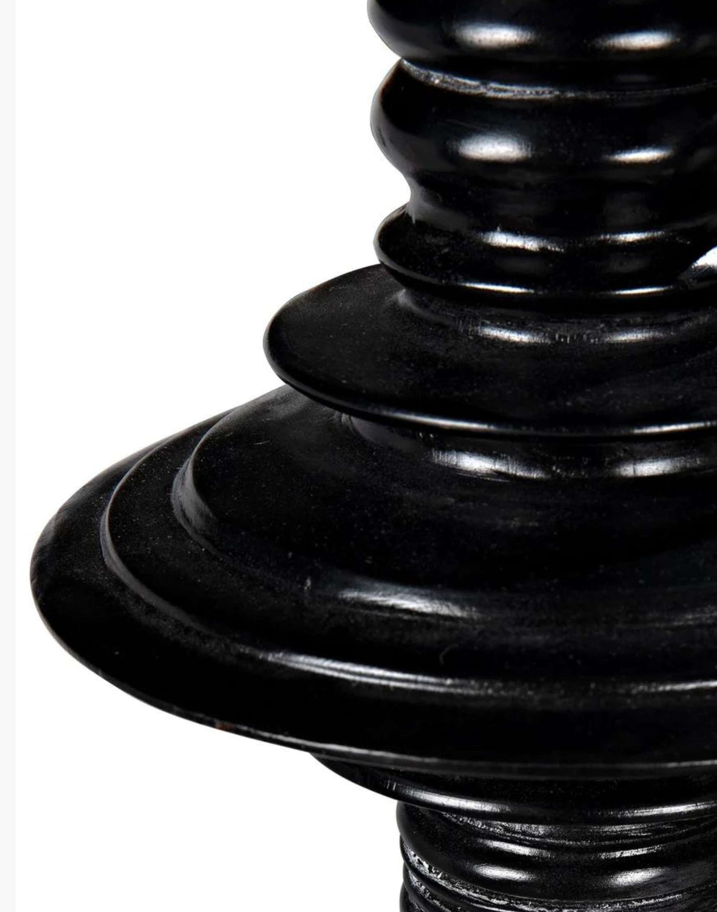 Mahogany, hand-rubbed black bed with intricate details on each post.