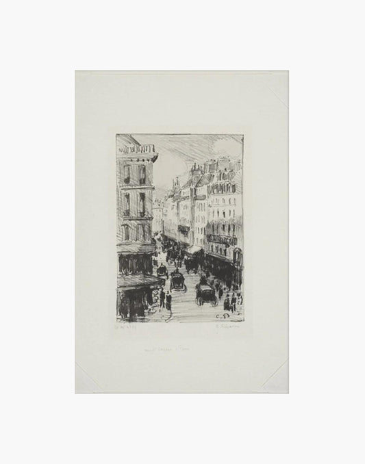 Vintage charcoal sketch of a France setting.