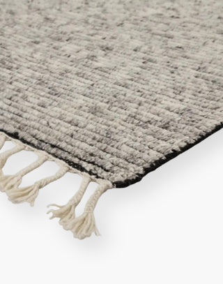Heathered Gray & White Area Rug - Plush & Durable Hand-Knotted Wool. Boho Fringe. Warmth & Comfort for Any Space.