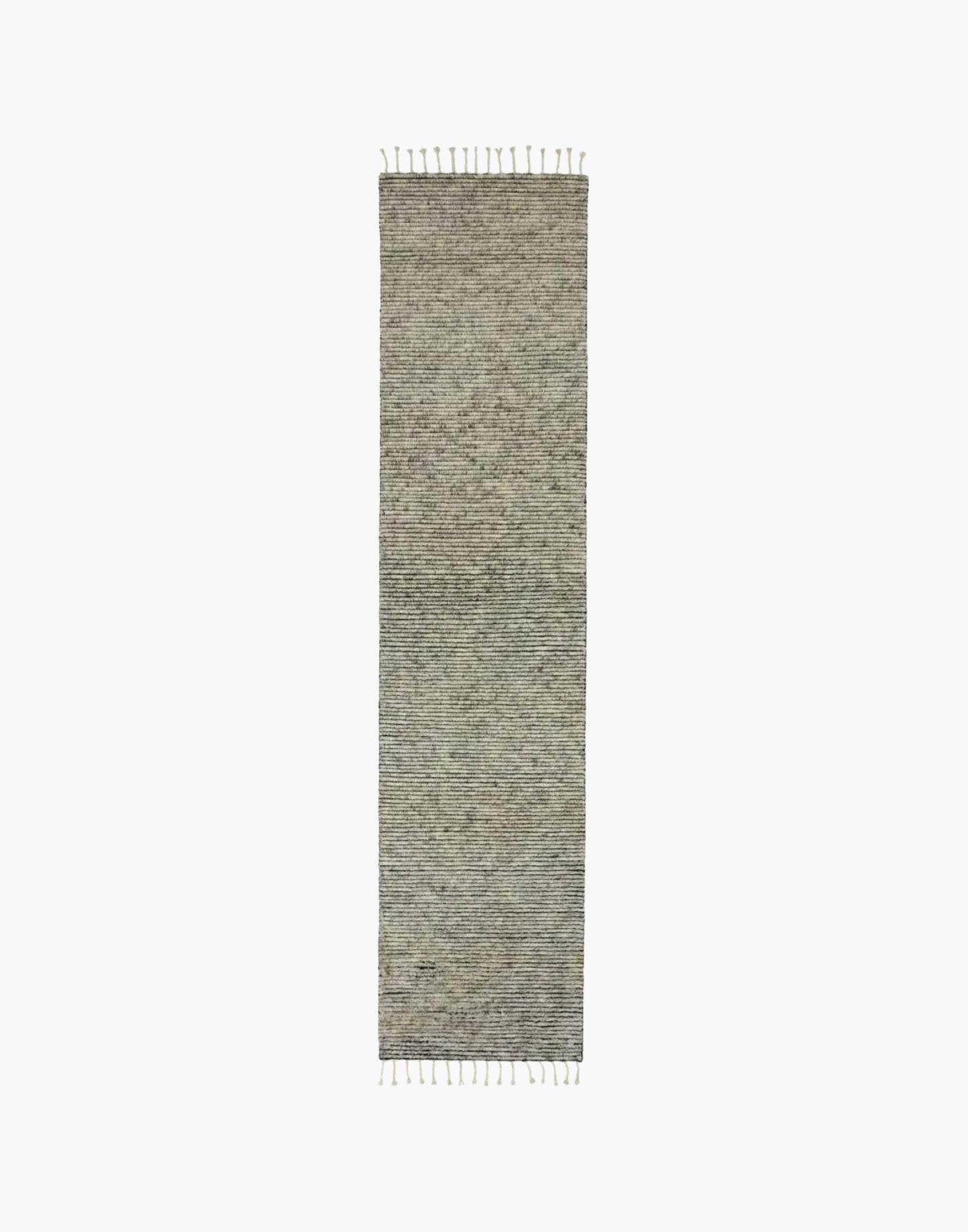 Heathered Gray & White Area Rug - Plush & Durable Hand-Knotted Wool. Boho Fringe. Warmth & Comfort for Any Space.