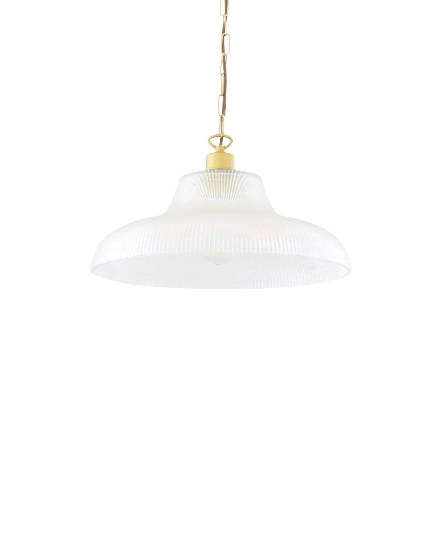 Laurent prismatic glass pendant light with brass hardware and ribbed glass shade