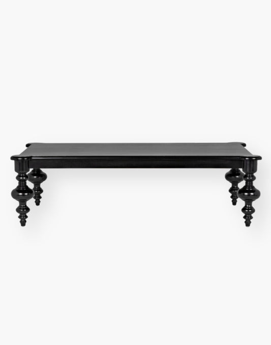 A Mahogany and Veneer Coffee Table with a Hand Rubbed Black Finish.