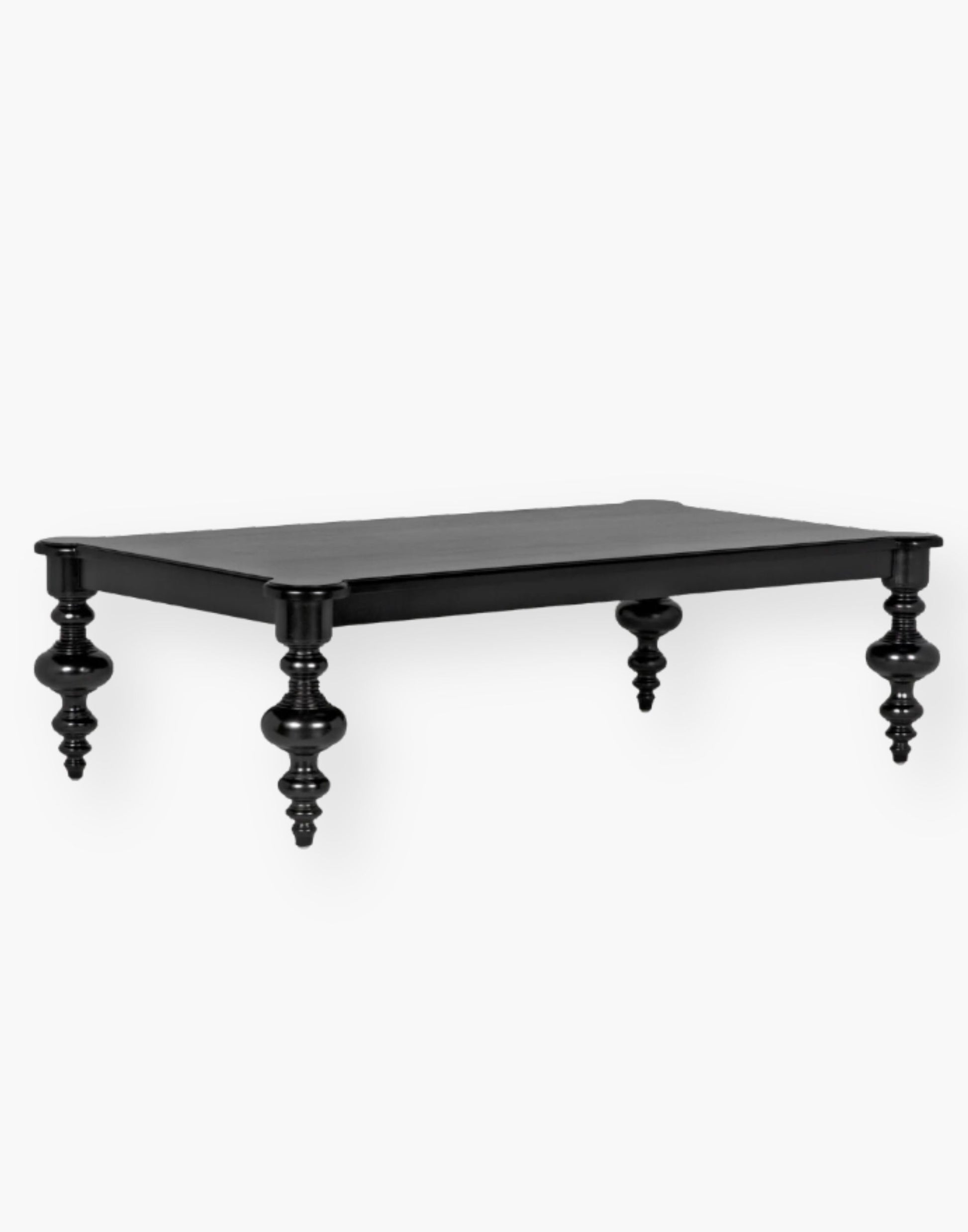 A Mahogany and Veneer Coffee Table with a Hand Rubbed Black Finish.