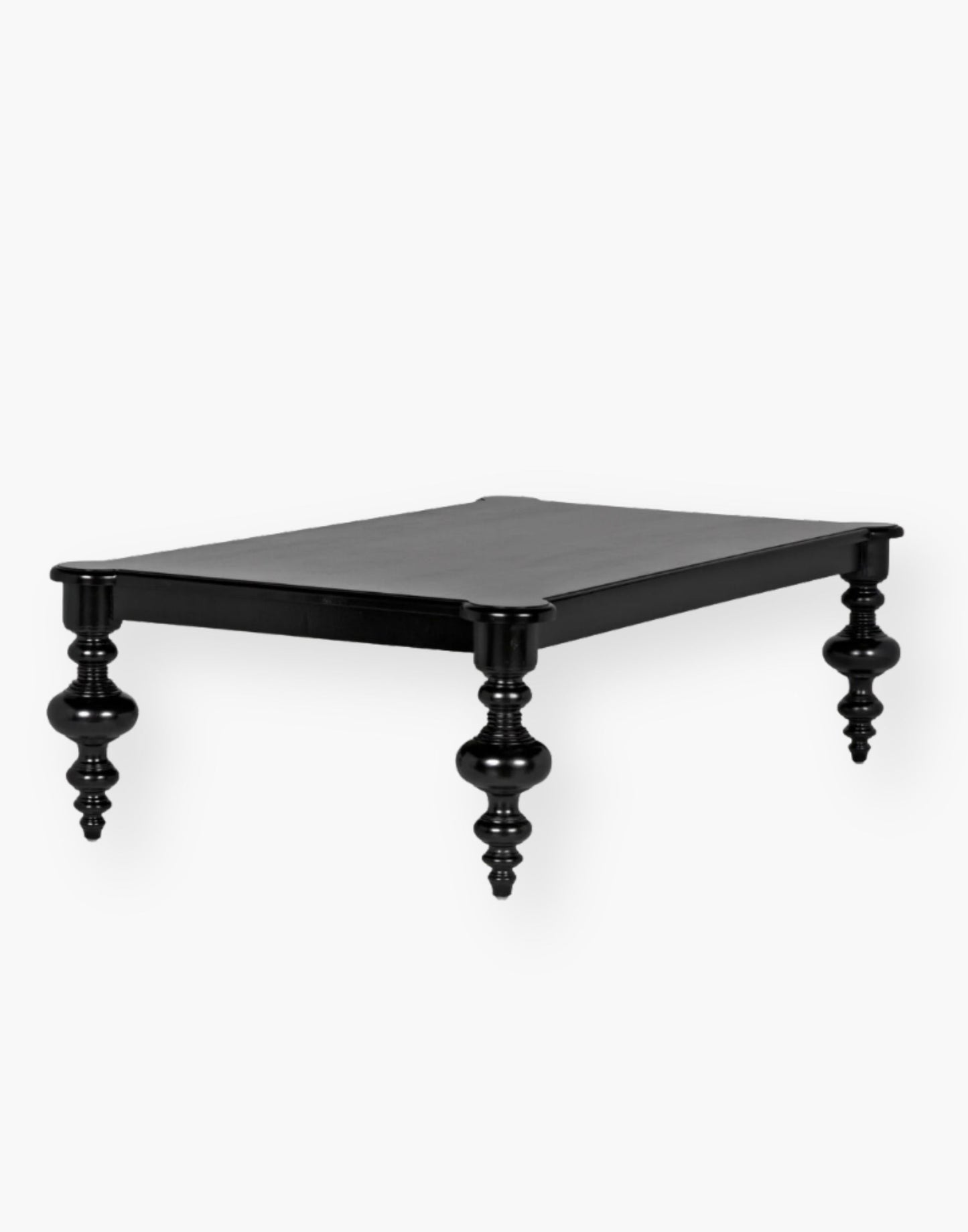 A Mahogany and Veneer Coffee Table with a Hand Rubbed Black Finish.