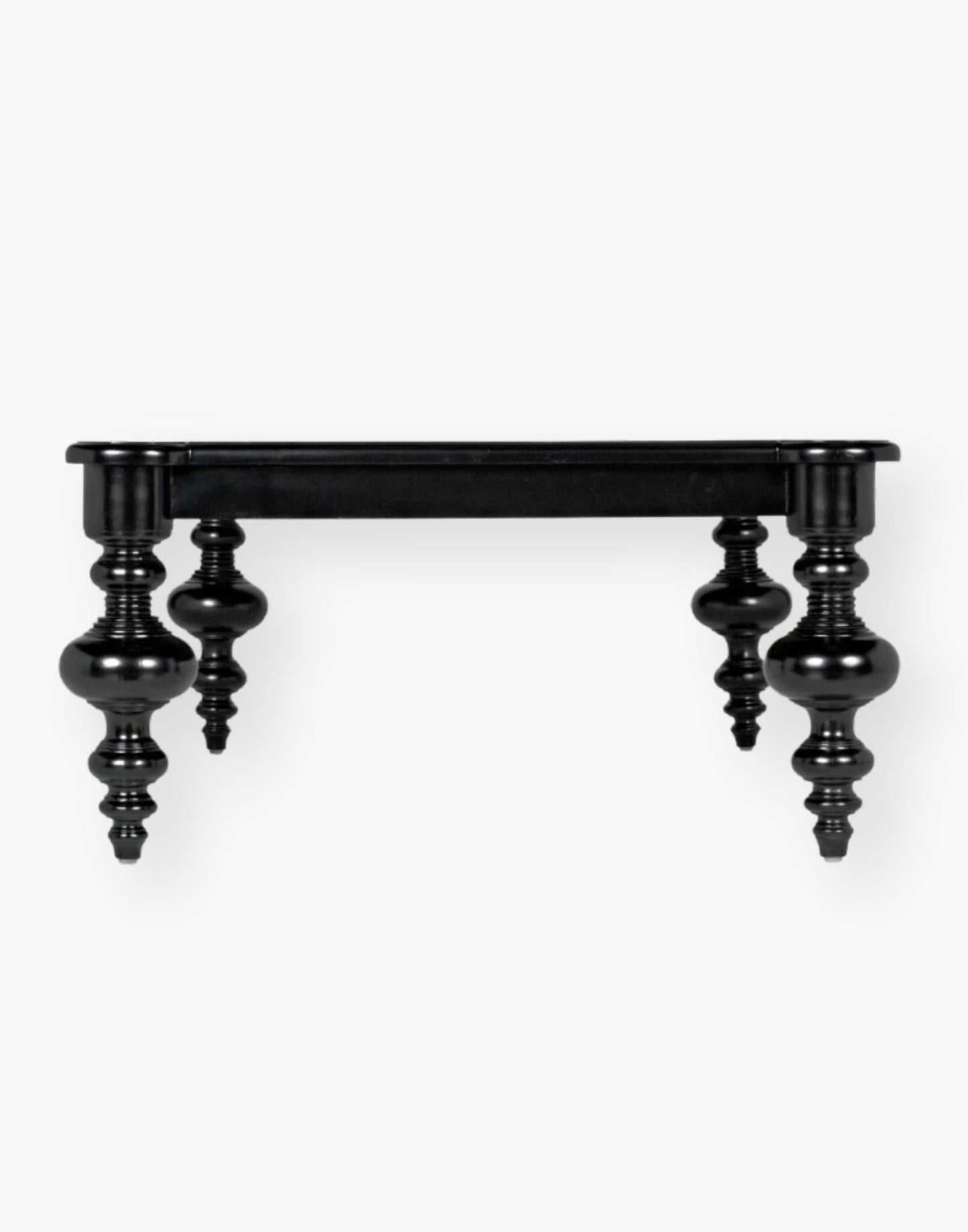 A Mahogany and Veneer Coffee Table with a Hand Rubbed Black Finish.