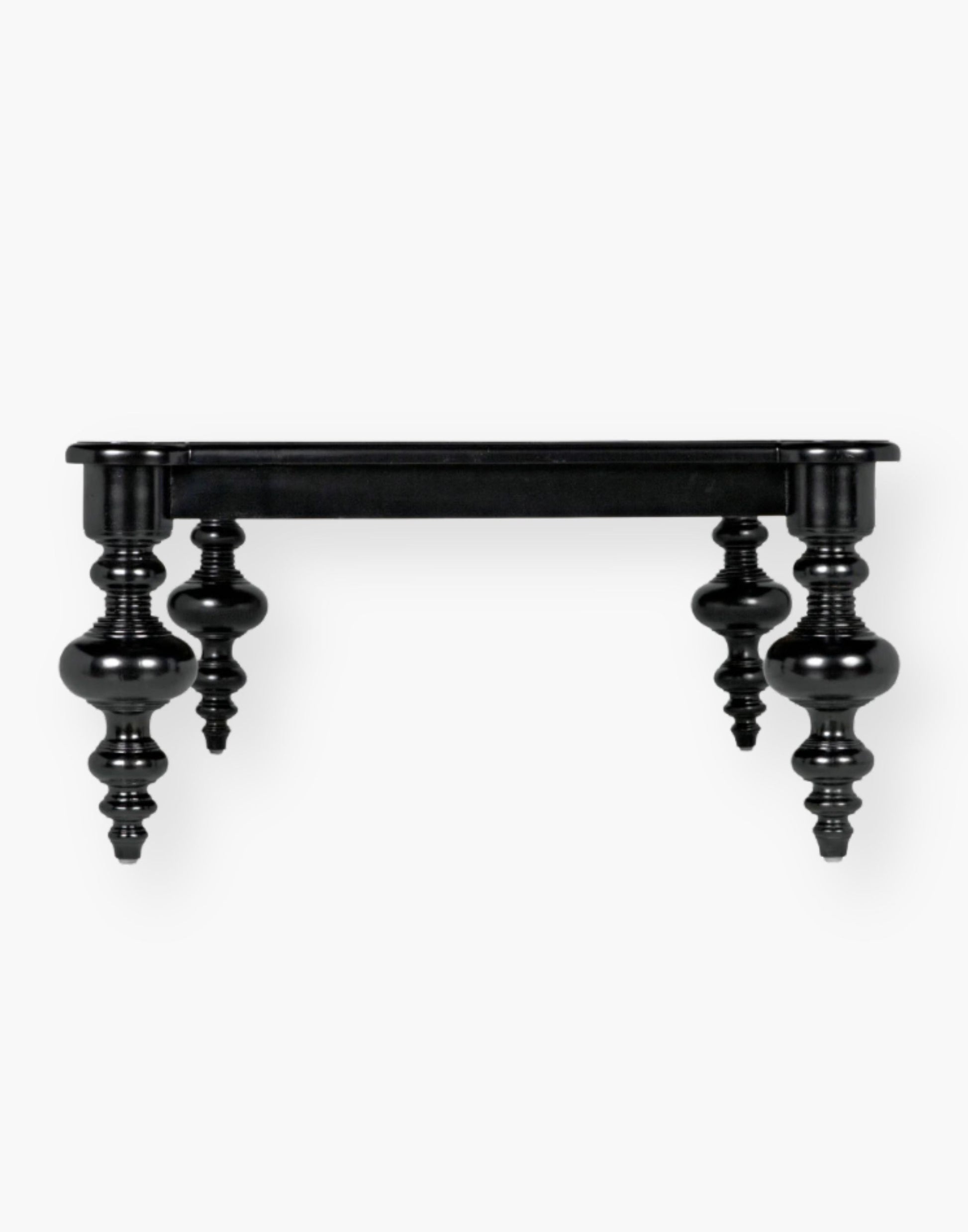 A Mahogany and Veneer Coffee Table with a Hand Rubbed Black Finish.