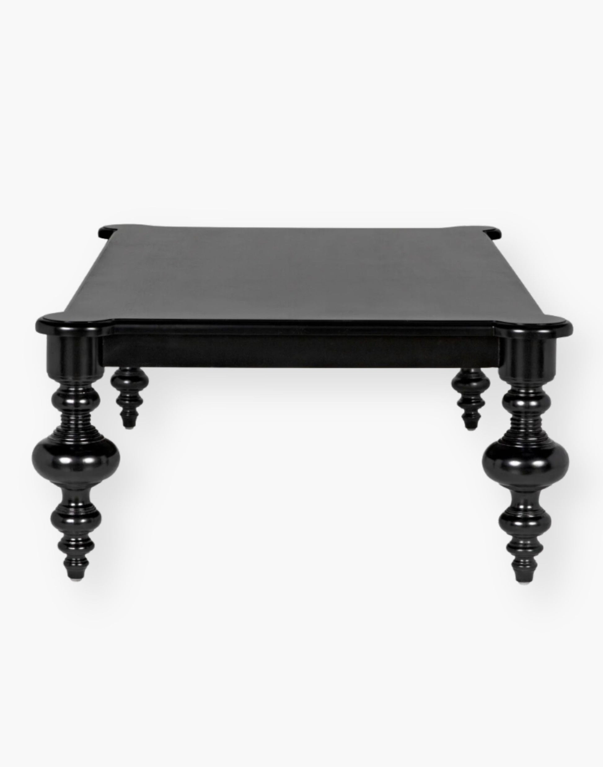 A Mahogany and Veneer Coffee Table with a Hand Rubbed Black Finish.