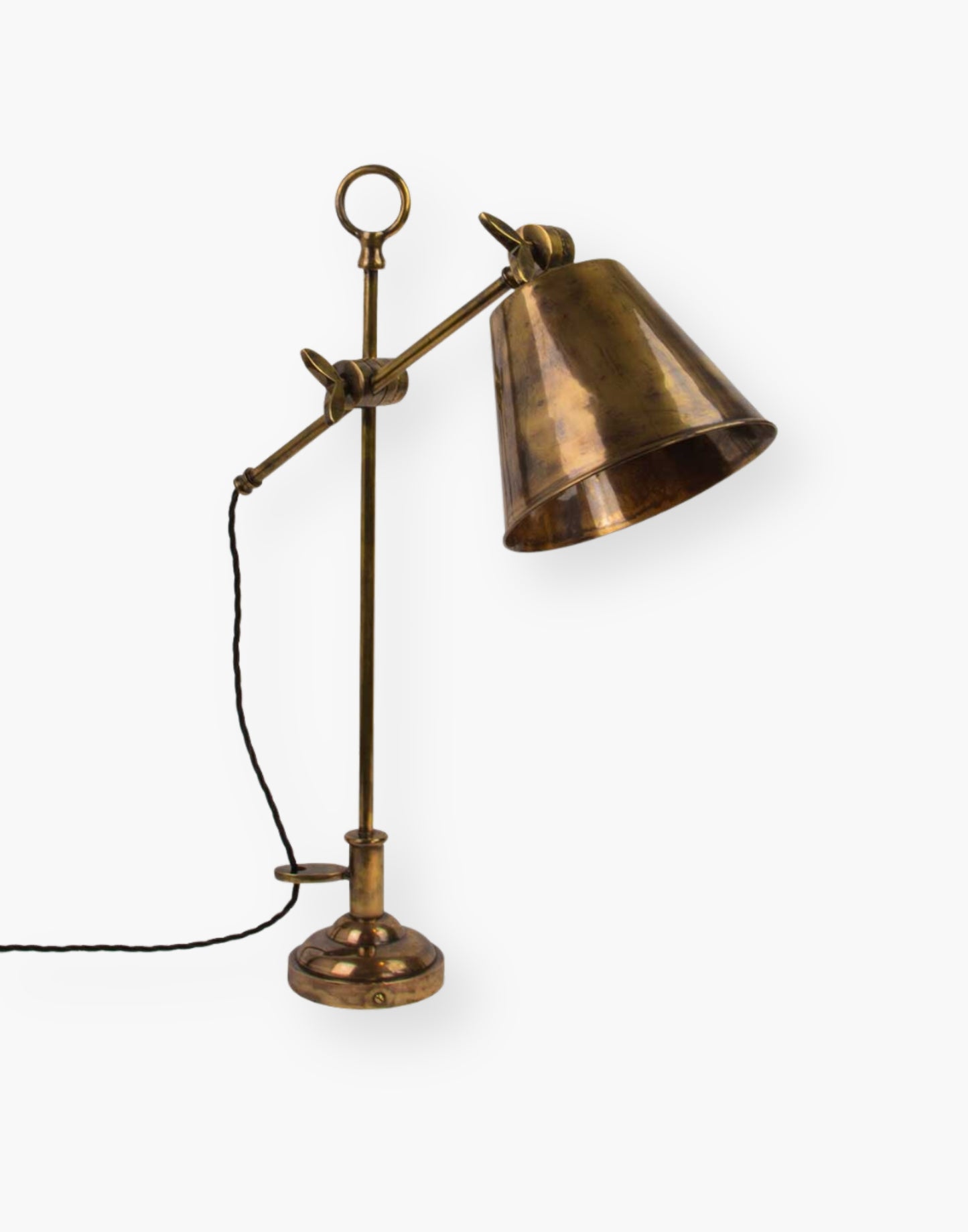 Adjustable Reading Desk Light with Heavy Cast Banjo Joints - Custom Finishes, Braided Flex, and LED GU10 Compatibility
