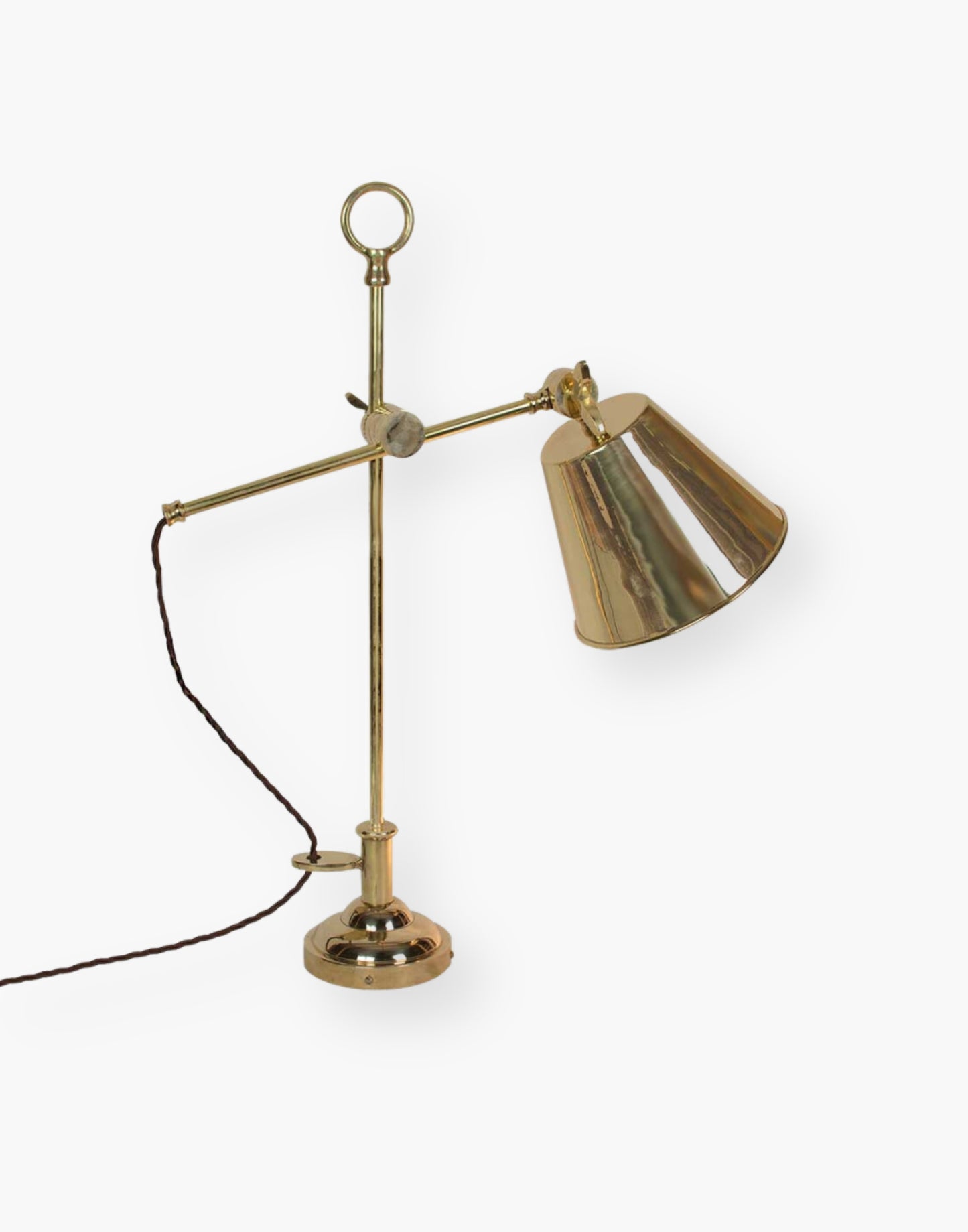 Adjustable Reading Desk Light with Heavy Cast Banjo Joints - Custom Finishes, Braided Flex, and LED GU10 Compatibility