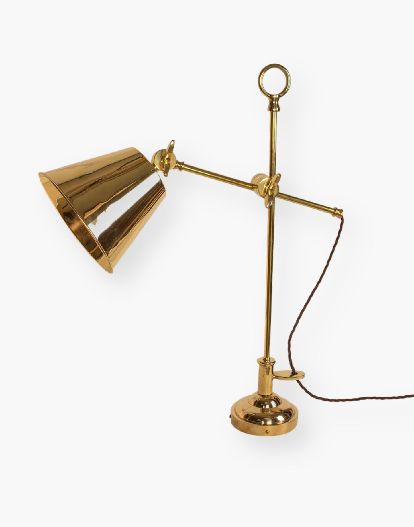 Adjustable Reading Desk Light with Heavy Cast Banjo Joints - Custom Finishes, Braided Flex, and LED GU10 Compatibility