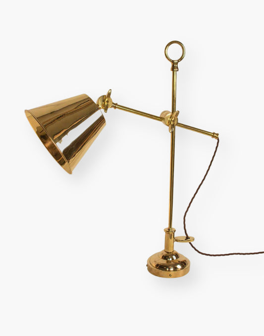 Adjustable Reading Desk Light with Heavy Cast Banjo Joints - Custom Finishes, Braided Flex, and LED GU10 Compatibility