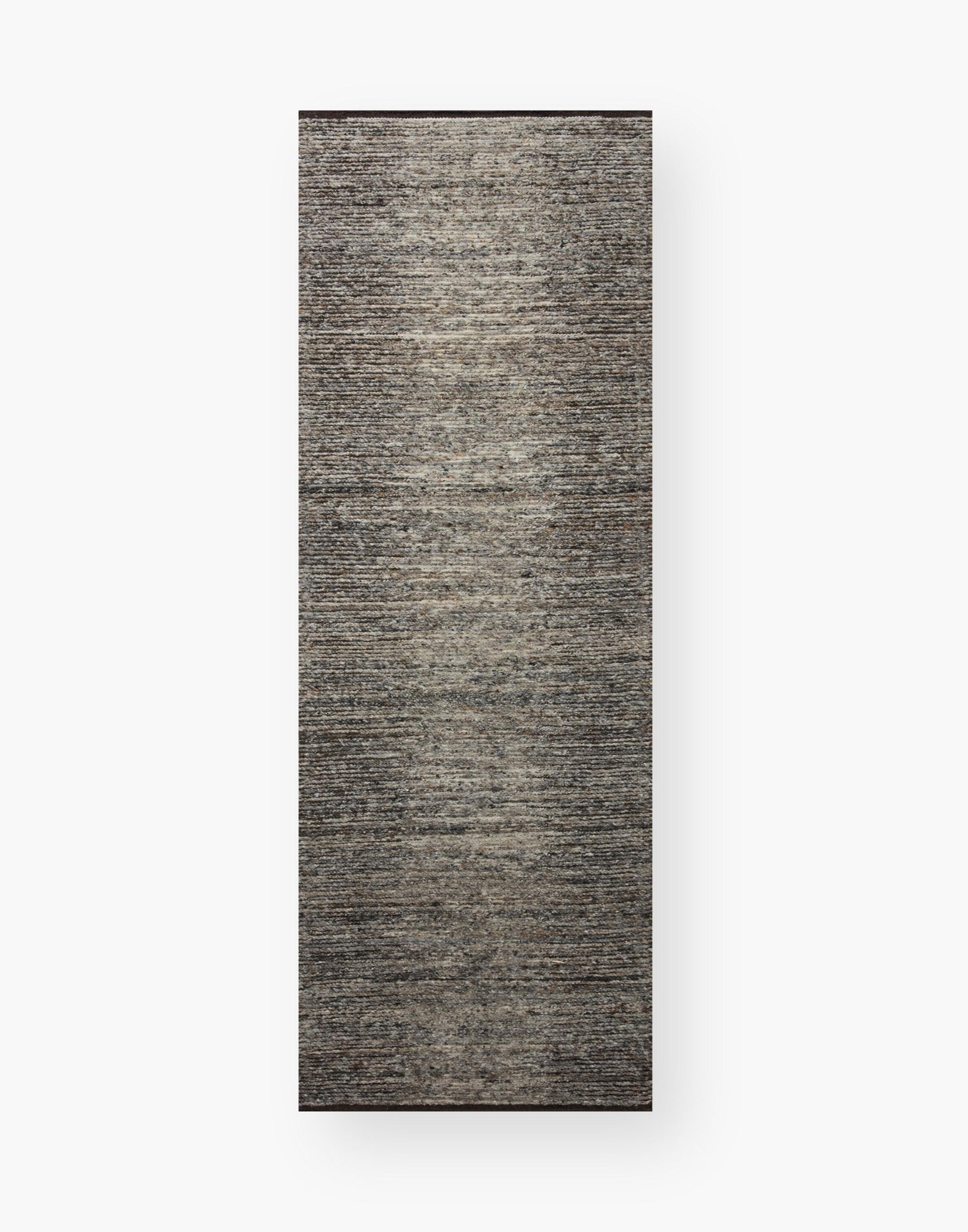 Hand Knotted Rug with Charcoal and Denim Colors.