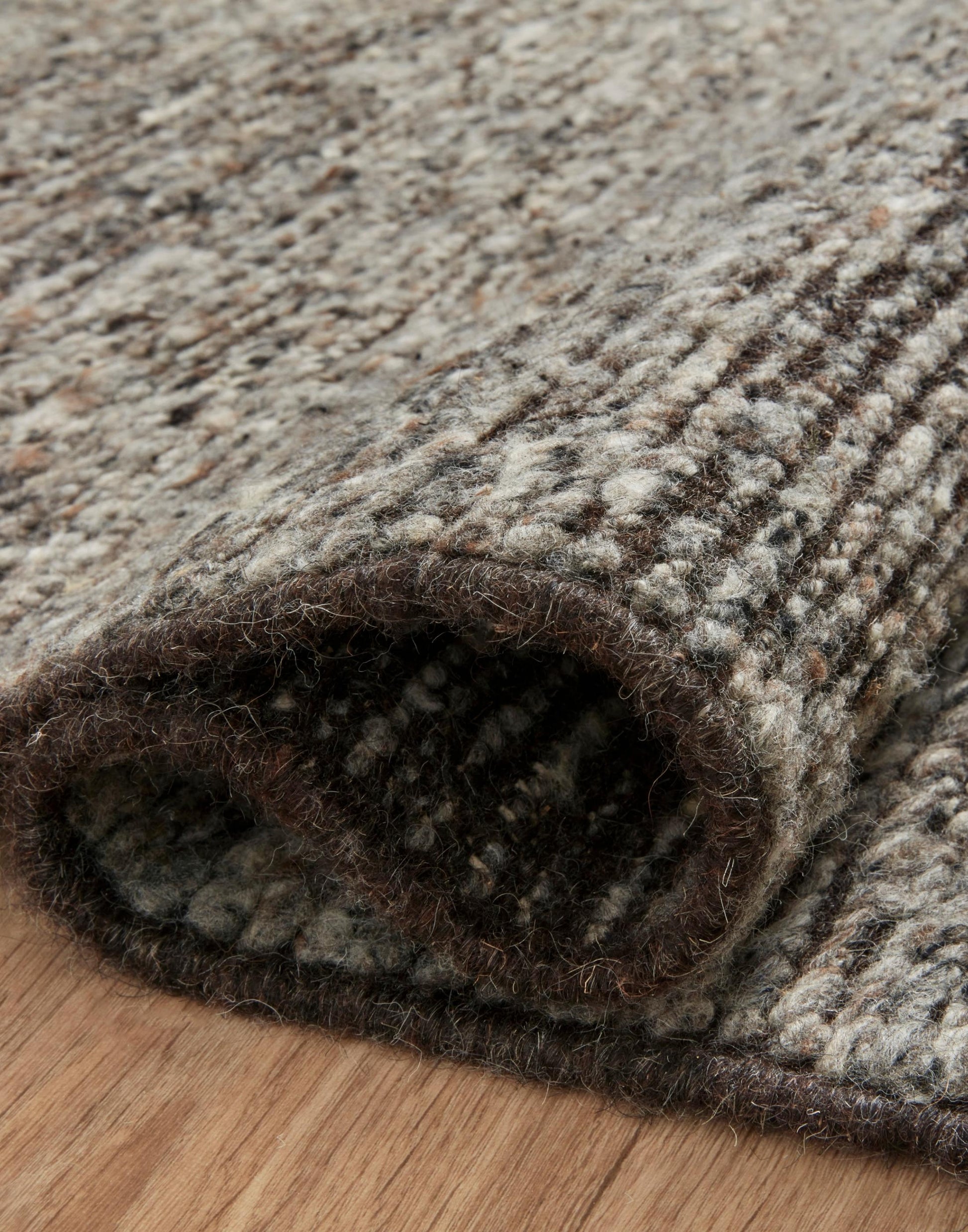 Hand Knotted Rug with Charcoal and Denim Colors.