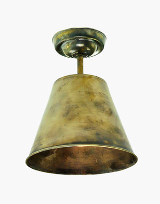 Map Room Flush Ceiling Light in solid brass, Antique Brass finish. Recommended GU10 LED Dimmable lamp. Ideal for low-ceiling spaces, blending historic charm with focused task lighting.