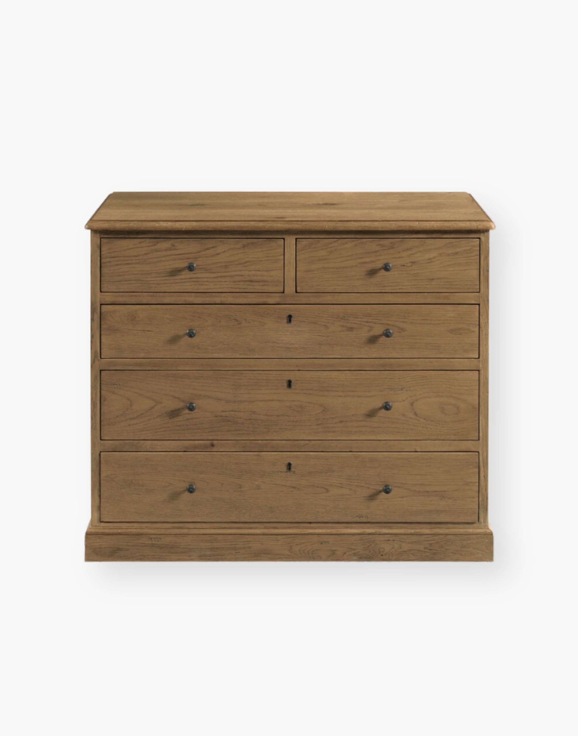 Solid Oak & Veneer 5 Drawer Chest