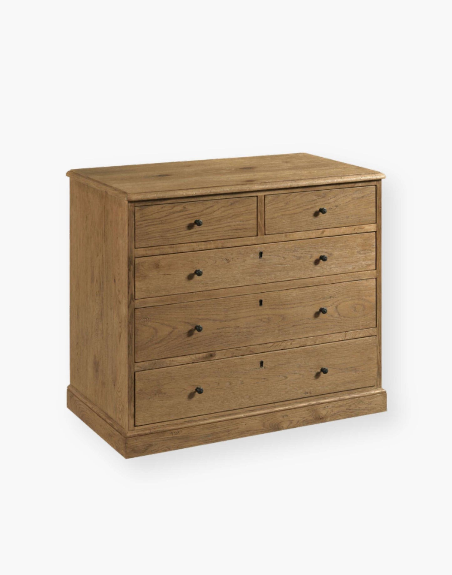 Solid Oak & Veneer 5 Drawer Chest